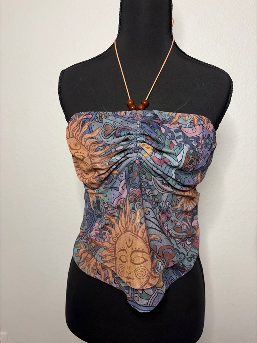 ROMWE Multicolor Sunprint Strapless Handkerchief Hem Camisole